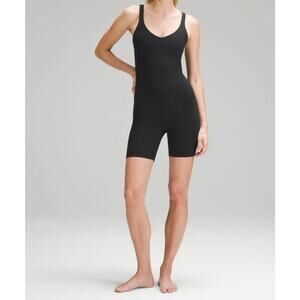Lululemon Align Bodysuit Size 6 Black Sleeveless Shorts Bodysuit One Piece EUC